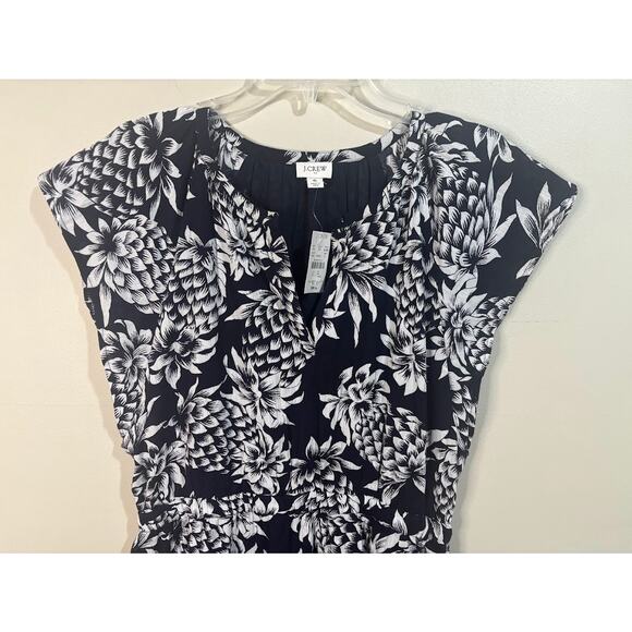 J. Crew Black White Cotton Sleeveless Pineapple Crinkle Dress Size 6 NWT - Picture 3 of 9